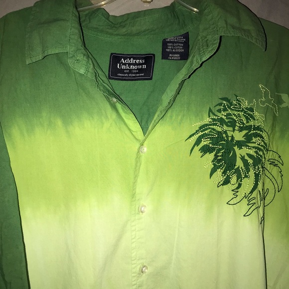 Men’s Green Ombré Button Up Shirt Big & Tall - Picture 2 of 4